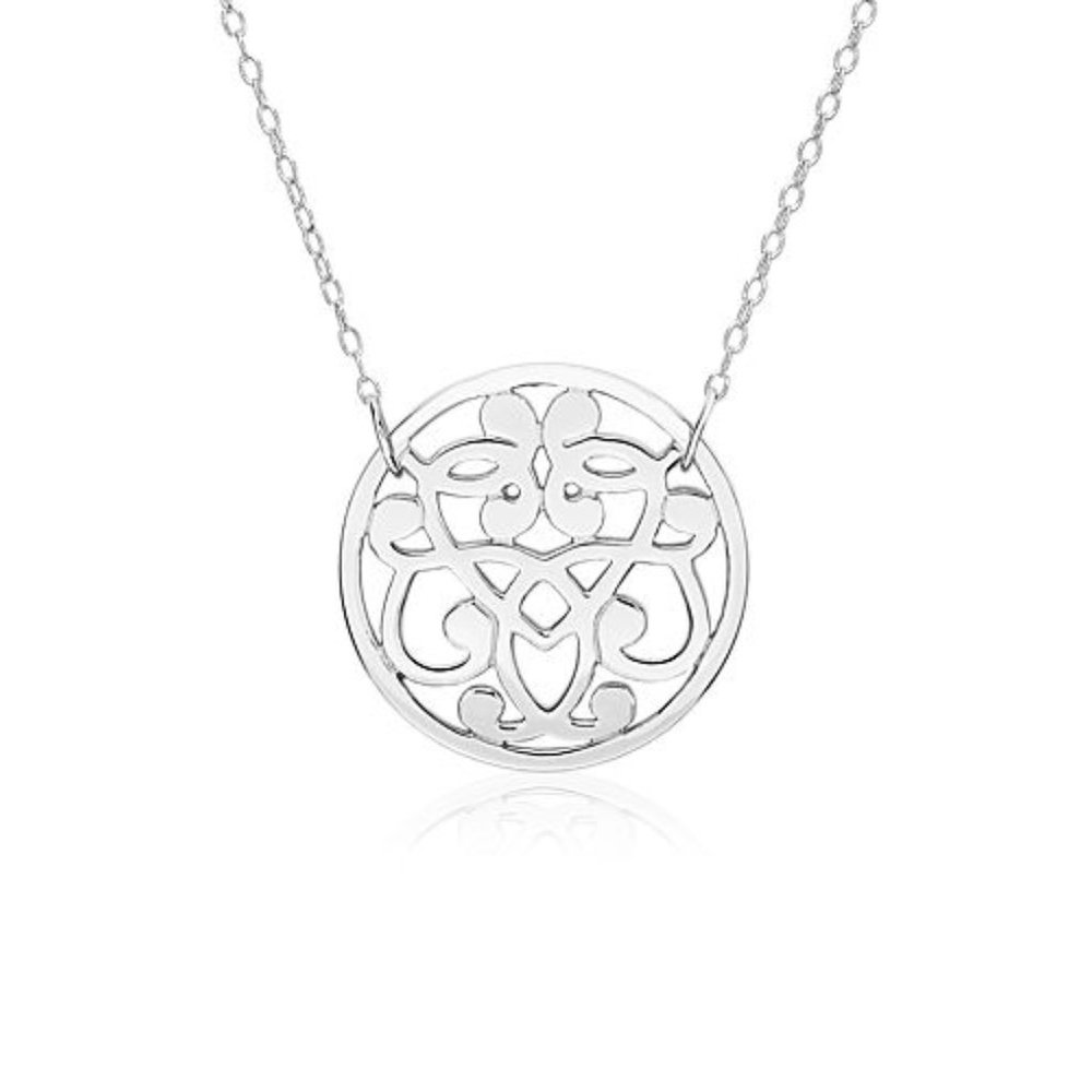 Blue Nile 18" Geometric Floral Pendant In Sterling Silver